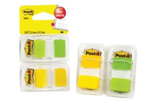 Post-It Index Pack de 2 Dispensadores con 50 Marcadores de Indice Reposicionables - Forma Rectangular - Color Verde