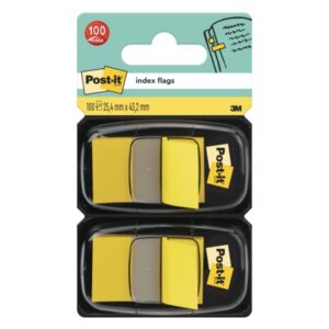 Post-It Index Pack de 2 Dispensadores con 50 Marcadores de Indice Reposicionables - Forma Rectangular - Color Amarillo Claro