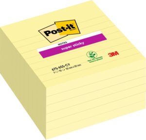 Post-It Super Sticky Pack de 6 Blocs de 90 Notas Grandes Adhesivas Reposicionables - 101x101mm - Color Amarillo Claro