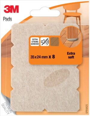 3M Pack de 8 Almohadillas de Fieltro - Extra Suaves - 35x24mm - Color Beige
