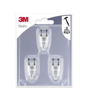 3M Pack de 3 Ganchos para Clavar - Formato S - Soporta hasta 2.5kg - Color Gris Metalizado
