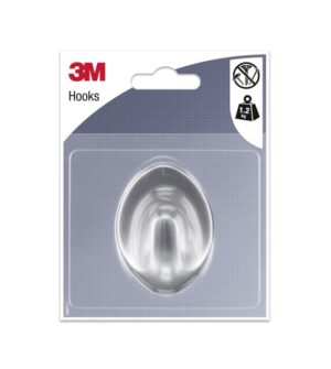 3M Gancho Adhesivo Ovalado - Formato L - Soporta hasta 1.2kg - Color Gris Metalizado