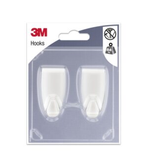 3M Pack de 2 Ganchos Adhesivos Modernos - Formato M - Soporta hasta 0.6kg - Color Blanco