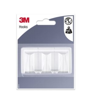 3M Gancho Adhesivo Rectangular - Formato L - Soporta hasta 0.6kg - Color Blanco