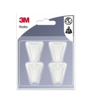 3M Pack de 4 Ganchos Adhesivos Triangulares - Soporta hasta 1kg - Color Blanco