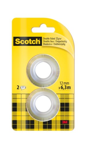 Scotch Pack de 2 Cintas Adhesivas de Doble Cara - Recambio - 12mm x 6.3m - Color Transparente