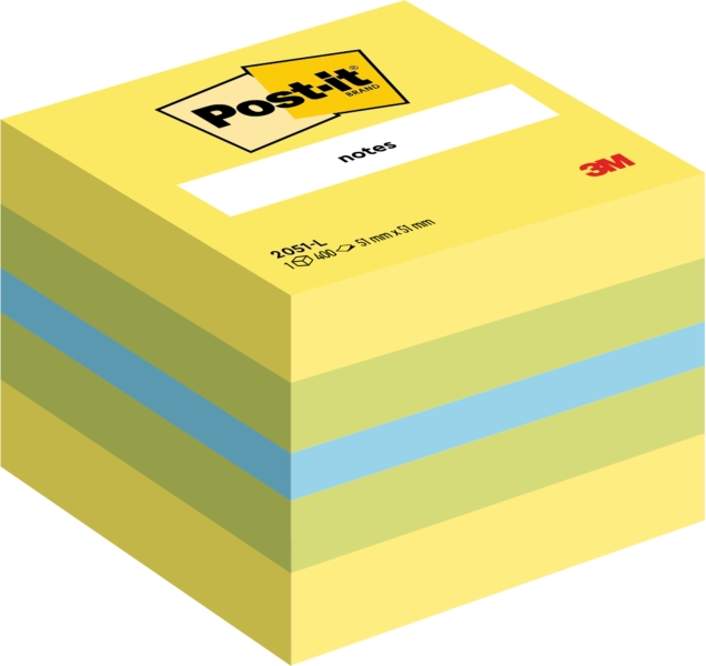 Post-It Cubo de 400 Notas Adhesivas Reposicionables - Forma Cuadrada - 51x51mm - Colores Surtidos
