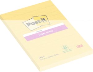 Post-It Super Sticky Pack de 6 Blocs de 75 Notas Adhesivas Reposicionables - Forma Rectangular - 101x152mm - Color Amarillo Claro
