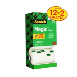 Scotch Magic Cinta Adhesiva Invisible - Paquete Ahorro de 14 Rollos de 19mm x 33m - Color Transparente