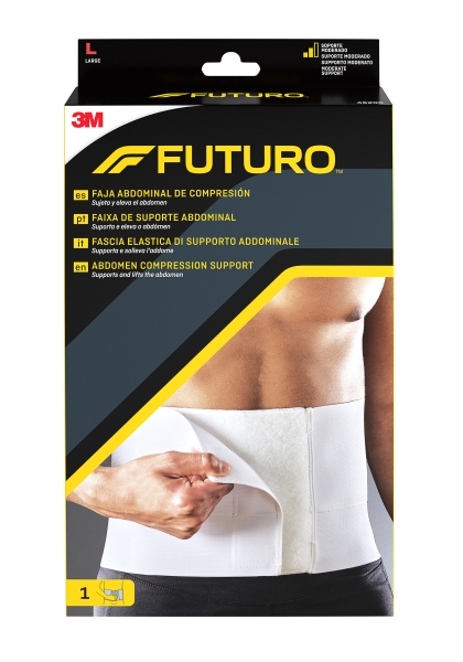 Futuro Faja Abdominal de Compresion - Talla L (106.7 - 132.1cm) - Forma Anatomica - Transpirable - Color Blanco