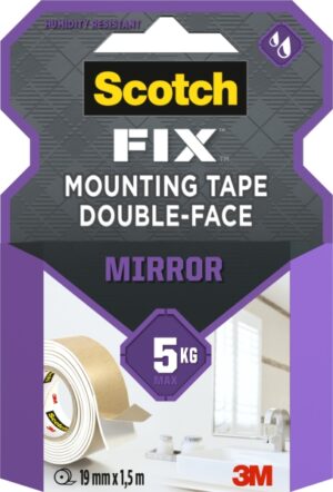 Scotch-Fix Cinta de Montaje de Doble Cara para Espejos - 19mm x 1.5m - Color Blanco