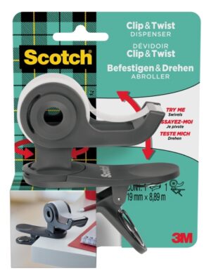 Scotch Dispensador de Cinta Adhesiva - para Cintas de hasta 19mm x 8.89m - Incluye Cinta Adhesiva - Color Gris