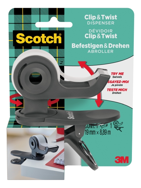 Scotch Dispensador de Cinta Adhesiva - para Cintas de hasta 19mm x 8.89m - Incluye Cinta Adhesiva - Color Gris
