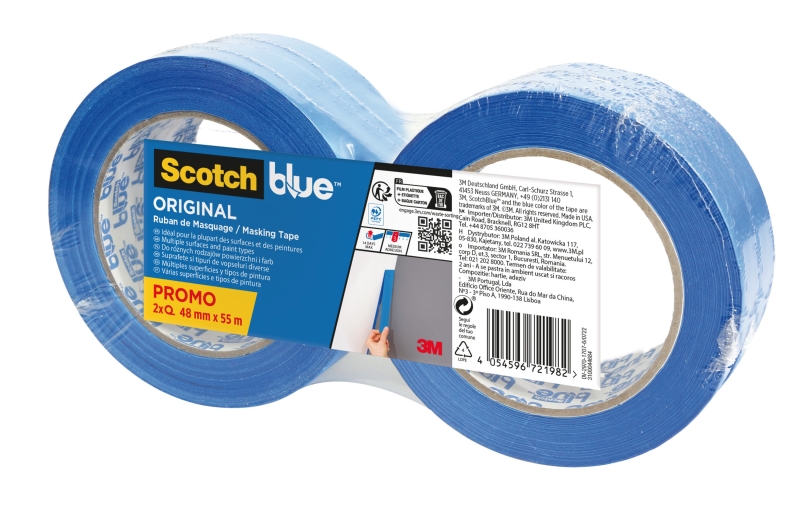 Scotchblue Original Pack de 2 Cintas de Enmascarar - 48mm x 55m - 100% PEFC - Multisuperficie - Color Azul