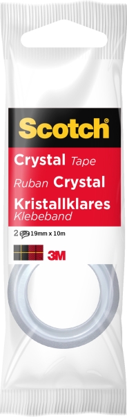Scotch Crystal Pack de 2 Cintas Adhesivas Invisible - 19mm x 10m - Supertransparente - Color Blanco
