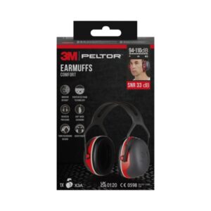 3M Peltor Orejeras Auditivas - SNR 33dB - Comoda Diadema - Ajustable - Color Negro/Rojo