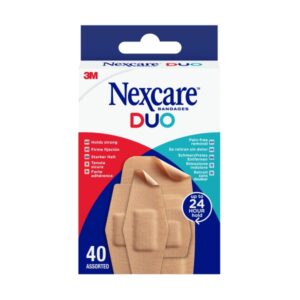 Nexcare Duo Pack de 40 Apositos Surtidos - Retirada Sin Dolor - Transpirables - Resistente al Agua - Color Piel