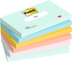 Post-It Pack de 6 Blocs de 100 Notas Adhesivas Reposicionables - Forma Rectangular - 76x127mm - Colores Surtidos
