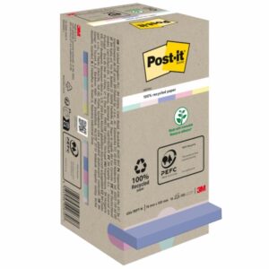 Post-It Pack de 16 Blocs de 100 Notas Adhesivas Recicladas - Forma Cuadrada - 76x76mm - Colores Surtidos