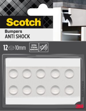 Scotch Topes Adhesivos para Muebles - Antichoque - Diametro de 10mm - Paquete de 12 - Color Transparente