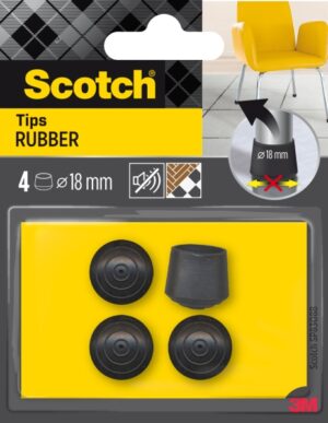 Scotch Pack de 4 Conteras de Goma - Diametro de 18mm - Color Negro