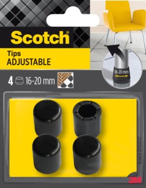 Scotch Pack de 4 Conteras Ajustables - Diametro de 16-20mm - Color Negro