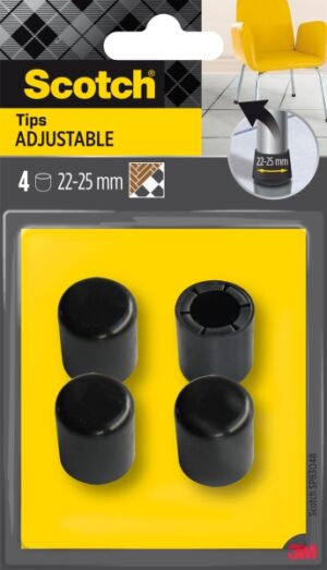 Scotch Pack de 4 Conteras Ajustables - Diametro de 22-25mm - Color Negro