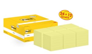 Post-It Pack de 36 Blocs de 100 Notas Adhesivas Reposicionables - Forma Cuadrada - 76x76mm - Color Amarillo Claro