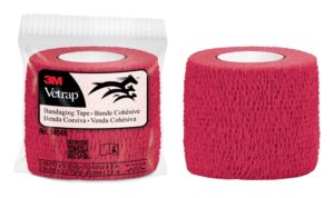 3M Vetrap Venda Cohesiva - 5cm x 4.5m - Flexible - Transpirable - Autoadhesiva - Color Rojo