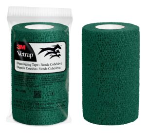 3M Vetrap Venda Cohesiva - 10cm x 4.5m - Flexible - Transpirable - Autoadhesiva - Color Verde Militar