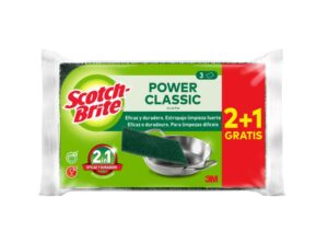 Scotch-Brite Classic Pack de 3 Estropajos de Cocina - Promocion 2 + 1 Gratis - Color Verde Oscuro