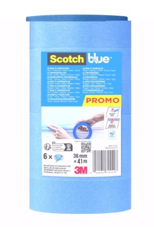 Scotchblue Pack de 6 Cintas de Enmascarar - 36mm x 41m - 100% PEFC - Multisuperficie - Color Azul
