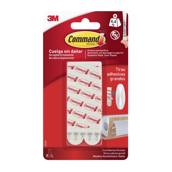 Command Tiras Adhesivas de Repuesto - Formato L - Soporta hasta 4.4kg - Color Blanco