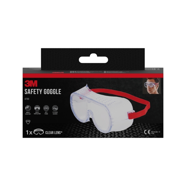 3M Classic Gafas de Seguridad - Ventilacion Directa - Lente Incolora - Uso Compatible con Gafas Graduadas - Goma Ajustable - Proteccion UV - Color Transparente