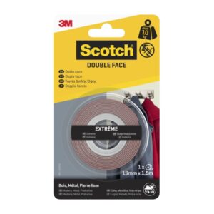 Scotch Extreme Cinta Adhesiva de Doble Cara - 19mm x 1.5m - Color Transparente