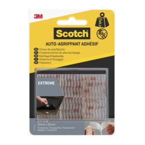 Scotch Extreme Pack de 6 Cierres Adhesivos Reposicionables - 25x25mm - Color Transparente