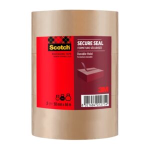 Scotch Pack de 3 Precintos de Embalaje - 50mm x 66m - Sellado Seguro - Color Marron