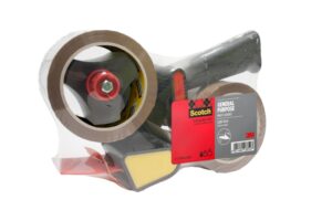 Scotch Dispensador de Precinto - Bajo Nivel de Ruido - Mango de Pistola - Incluye 2 Rollos de 50mm x 66m - Color Marron