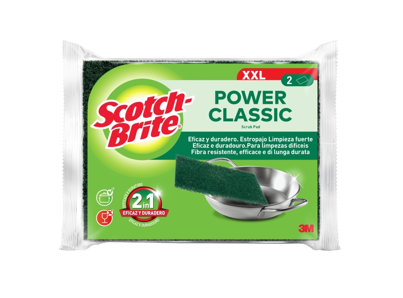 Scotch-Brite Classic Pack de 2 Estropajos de Cocina XL - Color Verde Oscuro