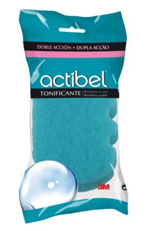 Actibel Tonic Esponja Corporal de Doble Accion - 1 Lado Suave - 1 Lado Exfoliante - Ergonomica - Color Azul