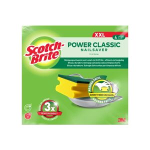Scotch-Brite Classic Pack de 4 Estropajos de Cocina XL - Proteccion para los Dedos - Color Amarillo