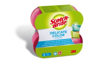 Scotch-Brite Delicate Color Pack de 2 Estropajos de Cocina - Proteccion para los Dedos - No Raya - Color Rosa