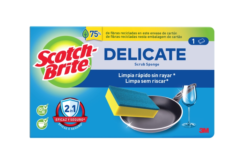 Scotch-Brite Delicate Estropajo de Cocina - No Raya - Color Amarillo