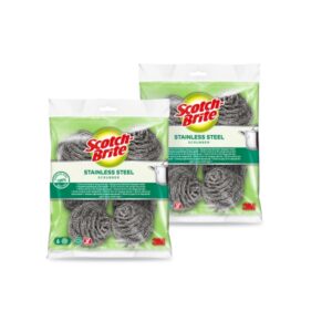 Scotch-Brite 2 Packs de 6 Estropajos de Acero Inoxidable - Color Gris Metalizado