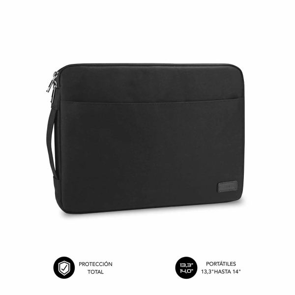 Subblim Funda Urban Portátil de 13.3" a 14" - Proteccion Elegante y Funcional - Tela de Poliester 600D - Interior Acolchado de Foam - Color Negro
