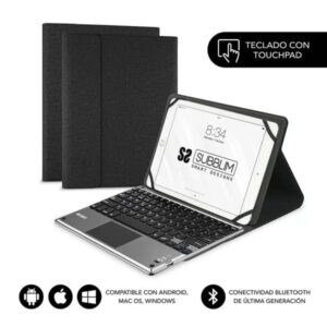 Subblim Teclado Bluetooth extraíble - Funda universal 9-10.1" - Diseño ultradelgado - Soporte ajustable - Touchpad - Sistema magnético - Resistente y adaptable - Inalámbrico - Bluetooth - Color Negro