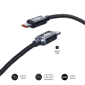 Subblim Cable Optimus USB-C - 60W - Nylon Trenzado - 480Mbps - 2 Metros - Color Negro