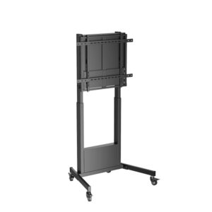 Ewent Soporte de Suelo para TV hasta 100" - Altura Ajustable - Gestion de Cables - VESA Maximo 800x600 - Peso Maximo 95kg - Ruedas para Desplazamiento - 1038x828x1950mm - Color Negro Mate