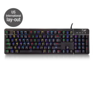 Ewent Teclado Gaming Mecanico - Iluminacion RGB - Disposicion Inglesa QWERTY US - Cubierta de Aluminio - Cable de 1.5m - Anti-Ghosting - Color Negro