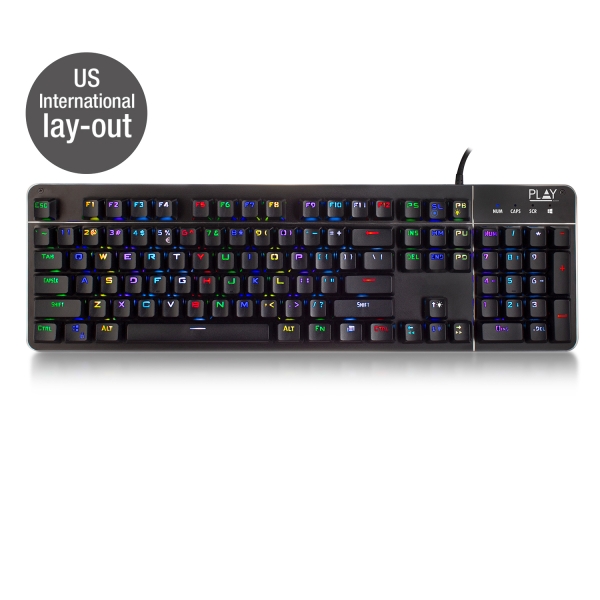 Ewent Teclado Gaming Mecanico - Iluminacion RGB - Disposicion Inglesa QWERTY US - Cubierta de Aluminio - Cable de 1.5m - Anti-Ghosting - Color Negro